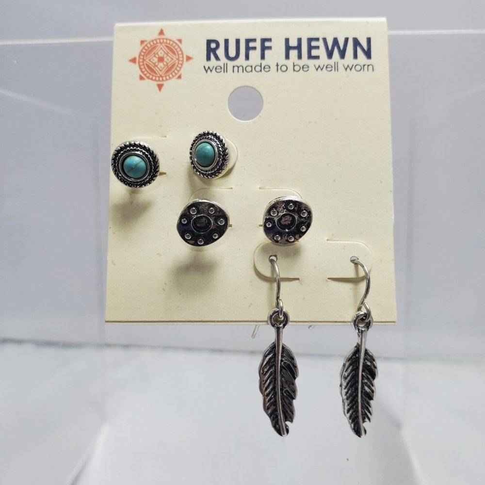 Ruff Hewn trio earrings